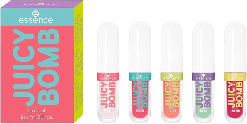 essence huile lèvres 01 JUICY BOMB lip oil set 01 - vegan - 5x2, 4 ml — Maquillage
