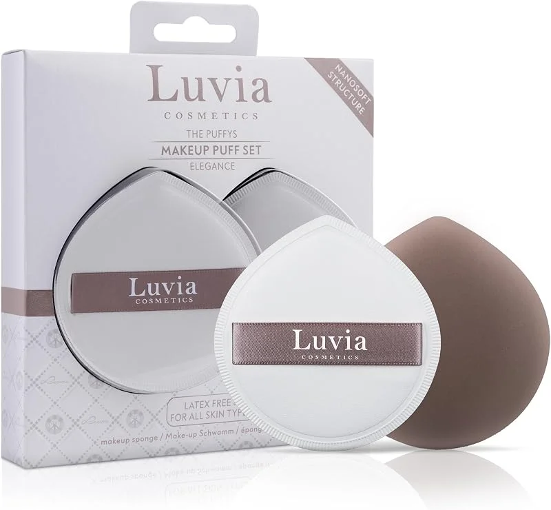 Luvia Cosmetics the Puffys Lot de 2 éponges de maquillage élégantes, houppettes, élastiques