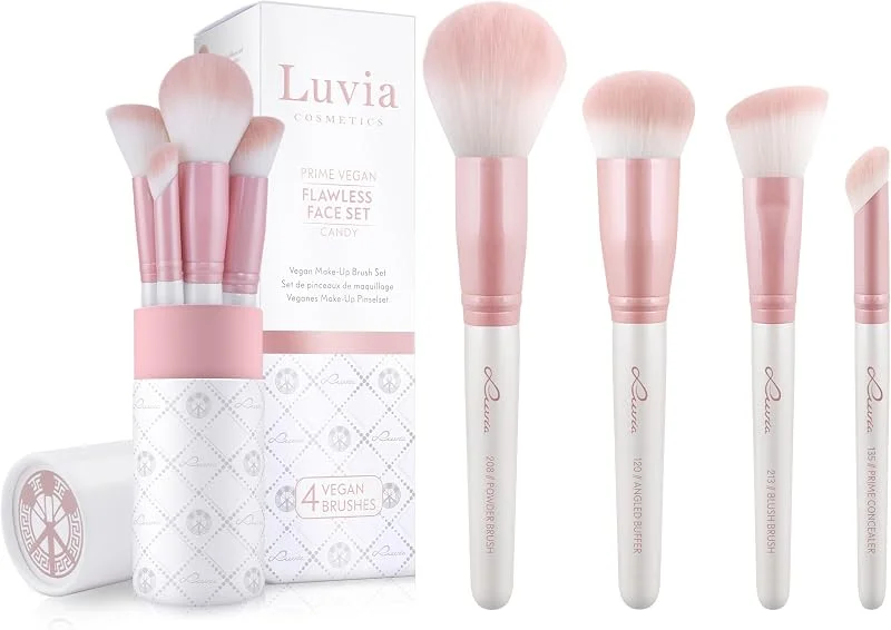 Set de pinceaux de maquillage Luvia, Flawless Face Set, 4 pinceaux cosmétiques véganes, pinceaux de