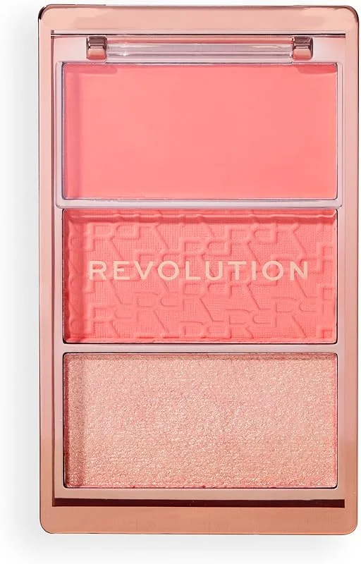 Revolution, Blush Icon Palette (Authentic Peach), Palette de Blush Crème et Poudre — Maquillage