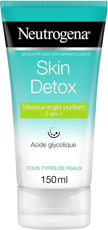Neutrogena – Masque Argile Skin Detox Purifiant 2 en 1 (tube de 150 ml) – Masque — Soin de la peau