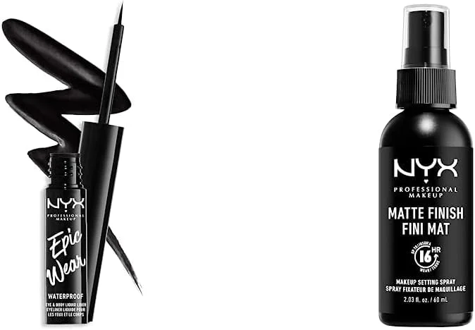NYX Professional Makeup Eyeliner Liquide Semi-Permanent Epic Wear, Fini Mat, Noir & — Maquillage