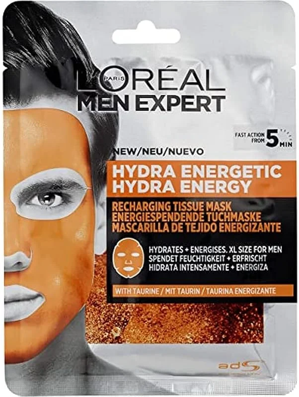 Men Expert Hydra Energetic Tissue Masque facial pour homme, masque en tissu pour — Soin de la peau