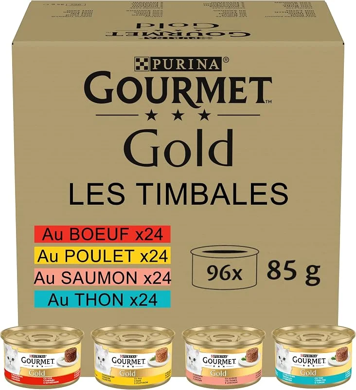 GOURMET Gold Les Timbales - pâtée Chat Émincé Assortiment en Sauce, 96 x 85g — Maquillage
