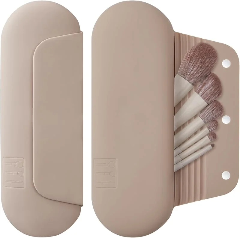 AGIKET Porte-pinceaux de maquillage en silicone : support de pinceaux de maquillage doux et portable