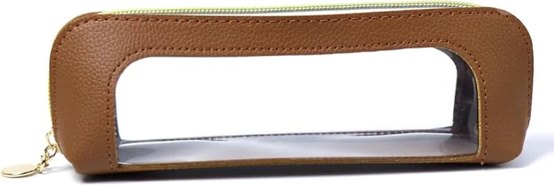 Petite Trousse de Maquillage Transparente en Cuir PU avec Fermeture éclair, Pochette cosmétique