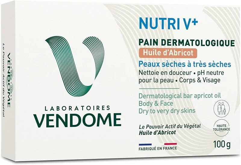 LABORATOIRES VENDÔME NUTRI V+ Pain Dermatologique Huile d'Abricot 100g — Soin de la peau