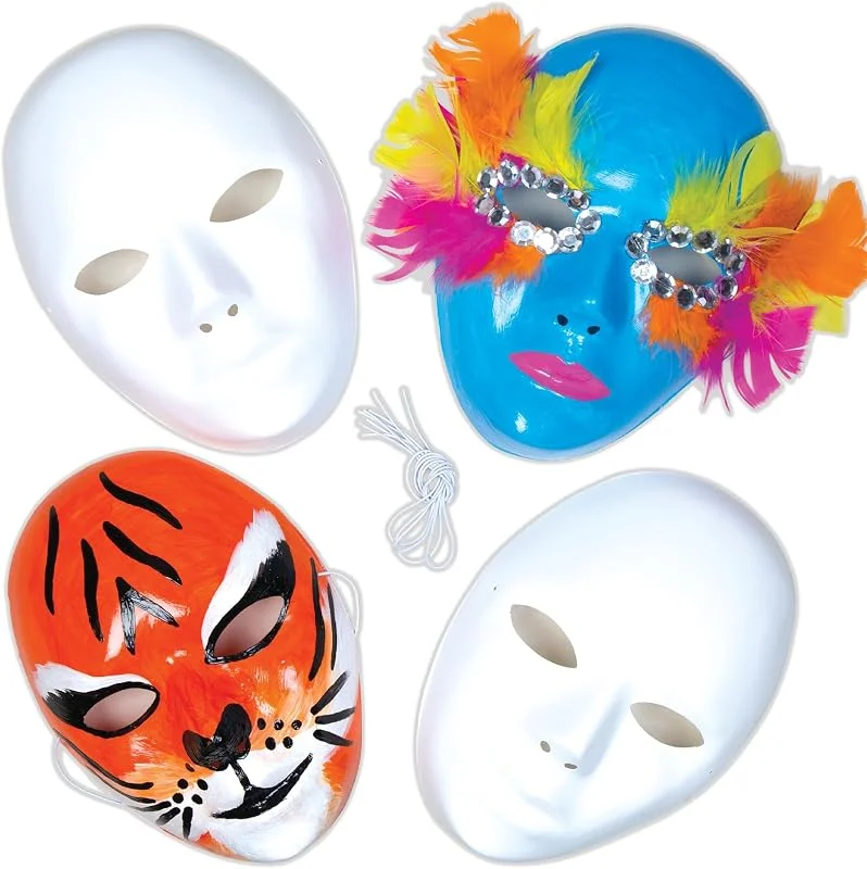 Baker Ross Masques en plastique blanc à personnaliser (Lot de 6) - Matériel — Soin de la peau