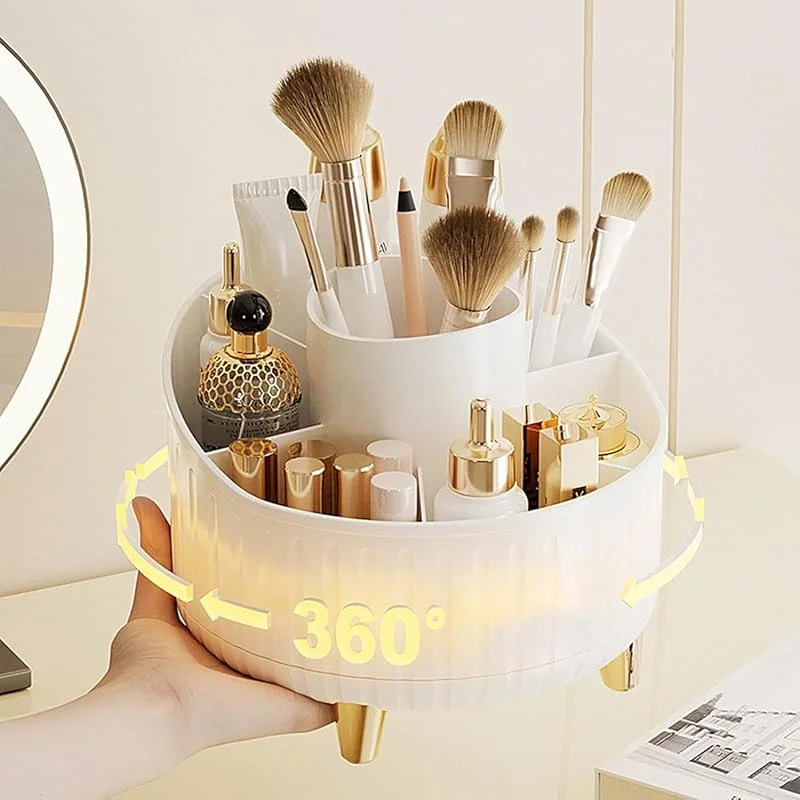 Support de pinceaux de maquillage, rotatif à 360°, 6 emplacements, rangement pour pinceaux de