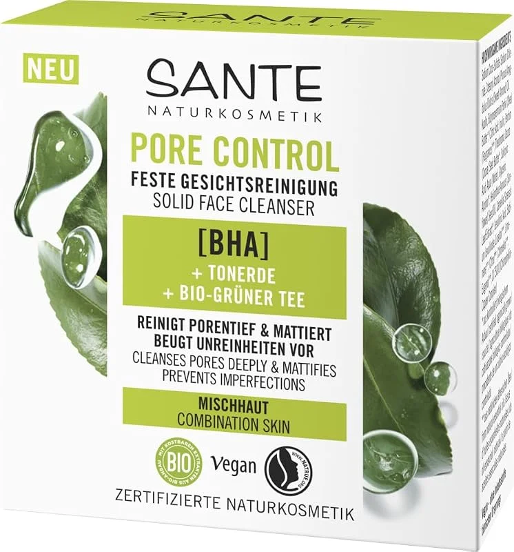 SANTE Naturkosmetik Pore Control - Nettoyant solide pour le visage - 60 g — Soin de la peau