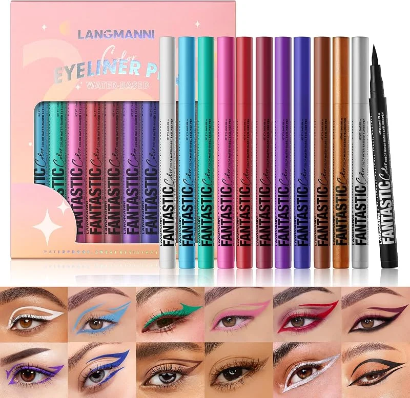 Kit 12 couleurs d'Eyeliner liquide mat, Crayon Eyeliner liquide coloré, Ultra — Maquillage