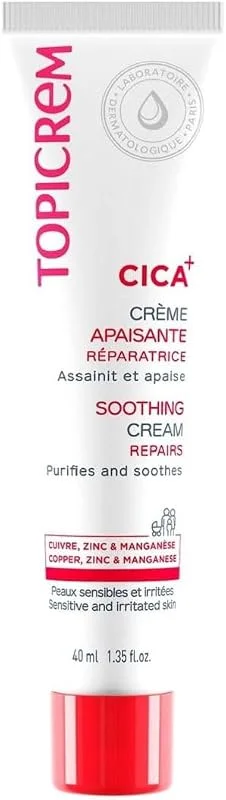Topicrem - Cica, Crème Apaisante au Zinc et à l’Acide Hyaluronique - 40 ml — Soin de la peau