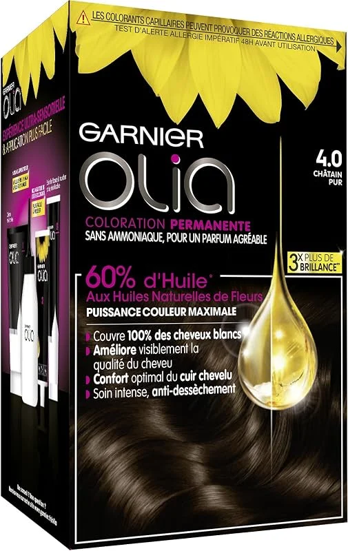 Garnier Olia Coloration Permanente Sans Ammoniaque Châtain Pur 4.0 — Maquillage
