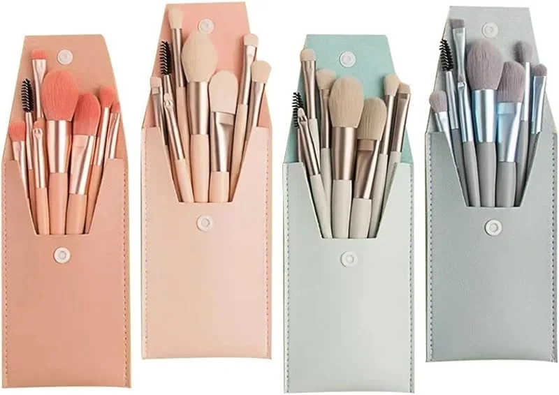 Lot de 8 pinceaux de maquillage professionnels pour fond de teint, poudre, anti-cernes, fard à