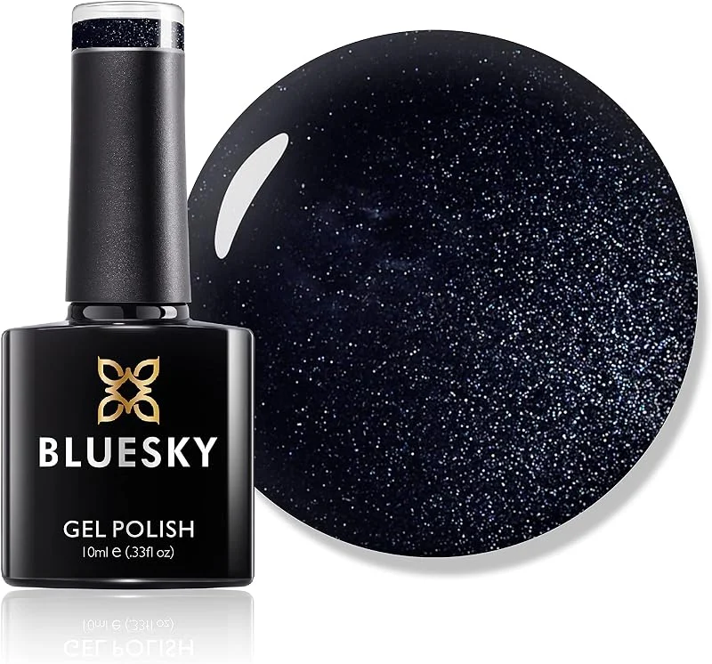 Vernis à ongles gel Bluesky, ouvertement onyx 80540, noir, sombre, paillettes, onyx — Maquillage