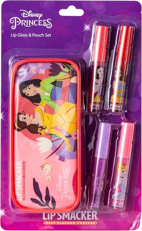 Lip Smacker Disney Princesses Ensemble de Gloss à Lèvres, Kit de Maquillage pour Petite Fille avec 4