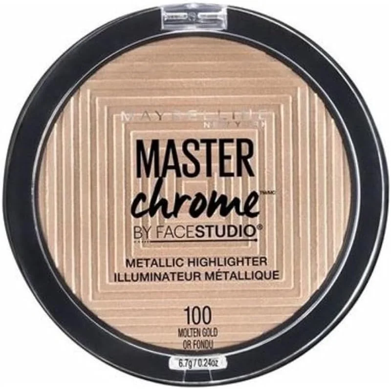 Maybelline Master Chrome Tono 100 Molten Gold Polvo Iluminador Metalizado Pieles — Maquillage