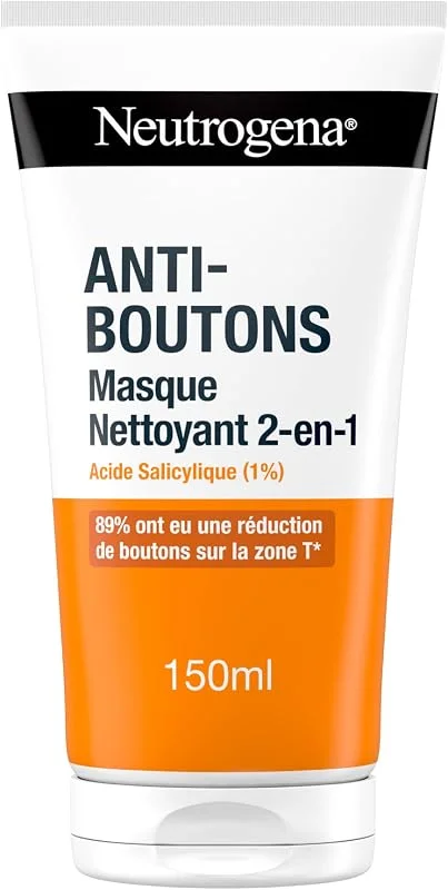 Neutrogena Masque Nettoyant 2-en-1 Anti-Boutons Acide Salicylique, 150 ml — Soin de la peau