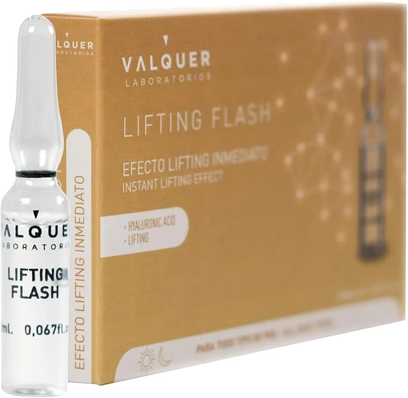 VALQUER Sérum Visage Lifting Flash en Ampoules, Anti-Rides, 5 x 2 ml — Soin de la peau