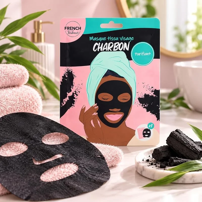 Masque au Charbon Visage en Tissu - Soin Express 10 Minutes - Peau et Teint — Soin de la peau