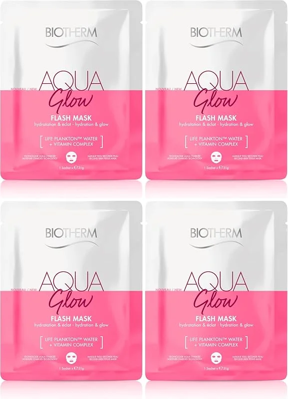 BIOTHERM - Aqua Glow Flash Mask - Masque Tissu Visage Hydratant - Effet Bonne Mine — Soin de la peau