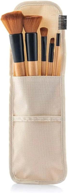 InnovaGoods Femme Set de 5 pinceaux de maquillage en bois Miset avec étui de transport, ..