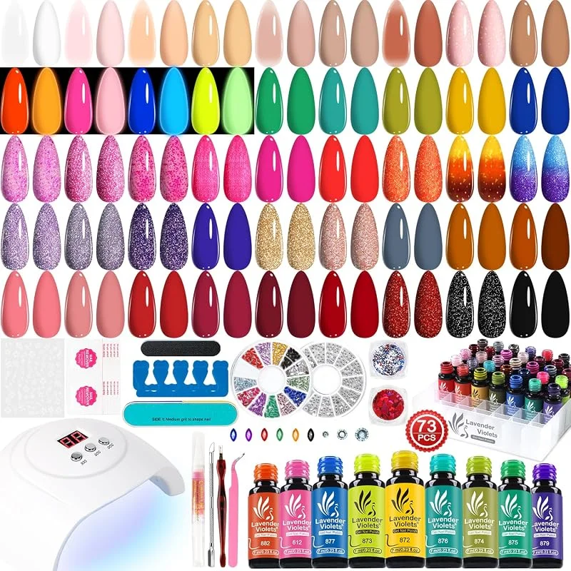 Lavender Violets 73 Pcs Vernis à Ongles Gels Semi Permanents avec 54w UV LED Lampe, 45 — Maquillage