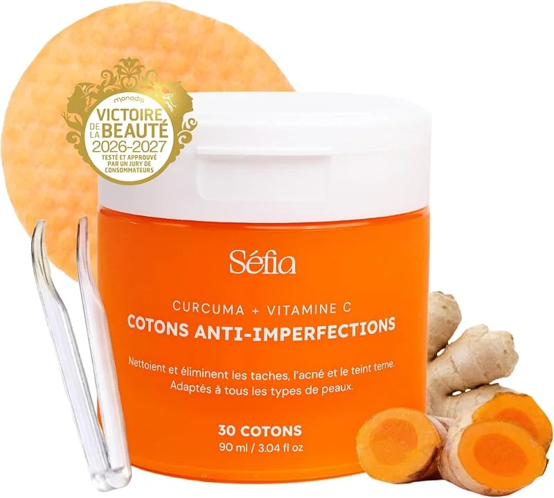 Cotons anti-imperfections visage & corps - 30 cotons - Curcuma + Vitamine C + — Maquillage