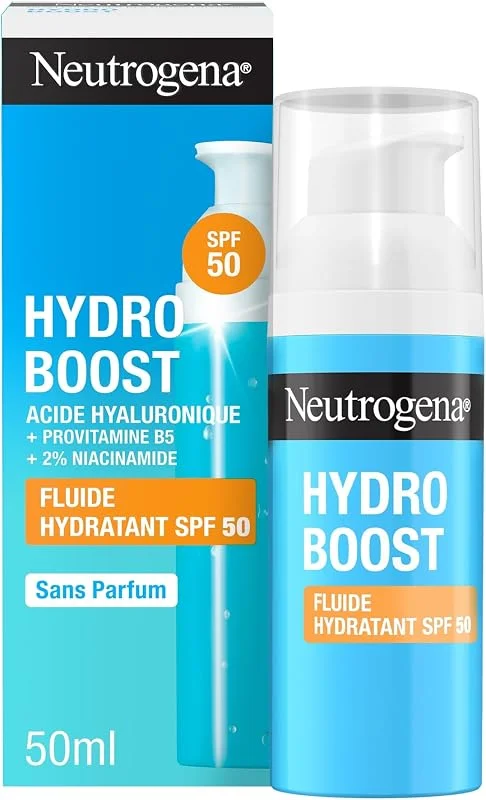 Neutrogena Fluide Hydratant Hydro Boost SPF 50 Sans Parfum, 50 ml — Soin de la peau