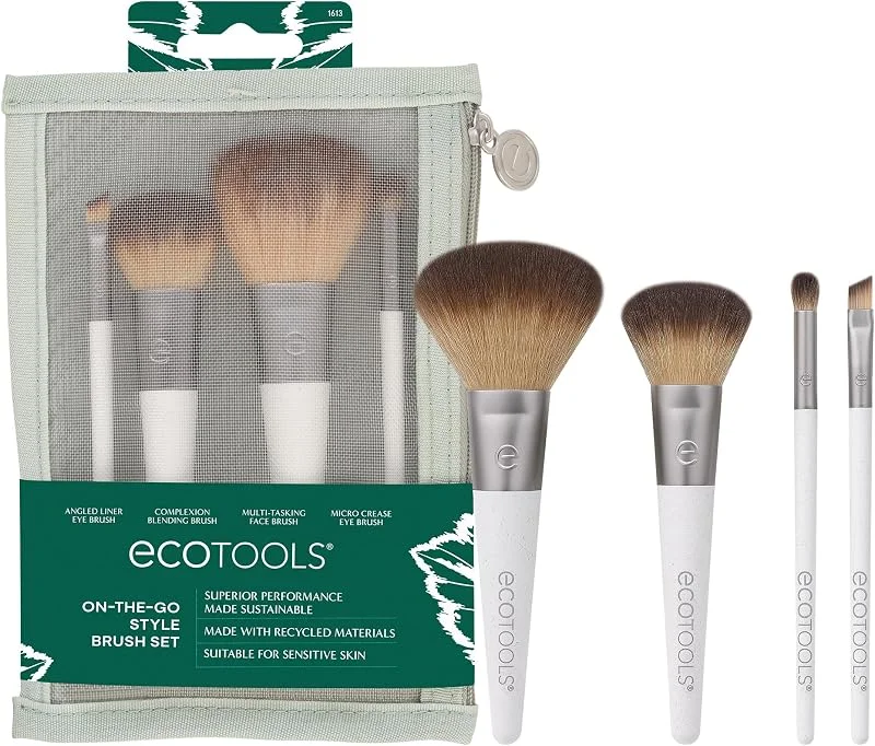 EcoTools On-The-Go Makeup Brush Kit, Travel-Friendly Brush Set, Mini-Size Makeup Tools — Maquillage