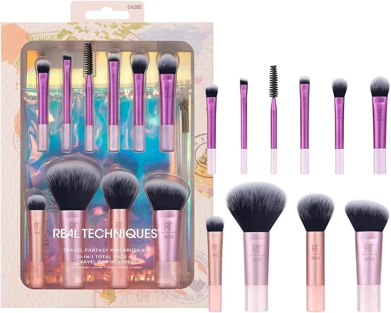 Real Techniques Kit de mini-pinceaux Real Technique Travel Fantasy, pinceaux de maquillage pour fard