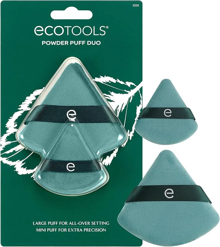 EcoTools Duo Houppettes, grande & mini pour fixer, matifier, baking, avec bande pour — Maquillage