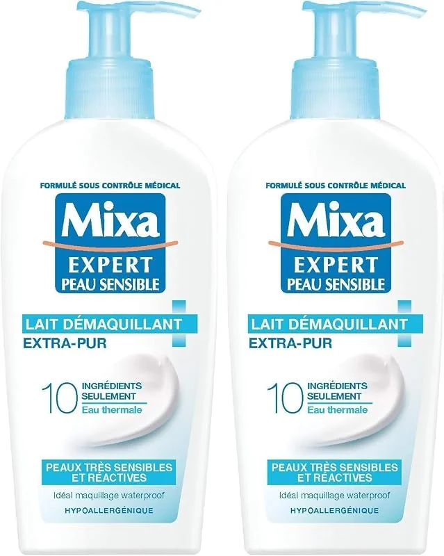 Mixa Expert Peau Sensible Lait Démaquillant Apaisant Extra-pur 200 ml (Lot de 2) — Soin de la peau