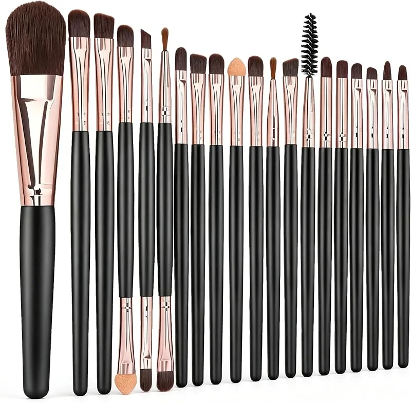 Lot de 20 Pinceaux Maquillage Professionnel – Pinceaux Maquillage Rose Or avec Blush, Fond de Teint
