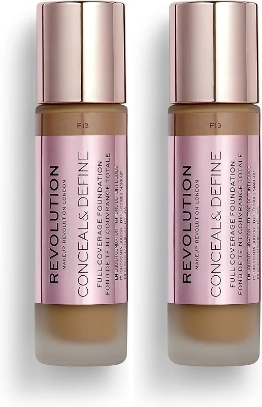 Makeup Revolution, Conceal & Define, Fond de Teint, F13, 23ml (Lot de 2) — Maquillage