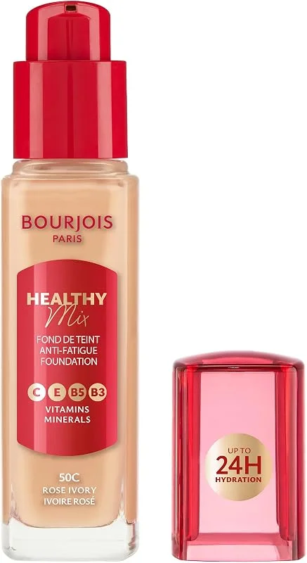 Bourjois Fond de Teint Healthy Mix, Teint Frais, Complexe de Vitamines C, E, B5 & B3 — Maquillage