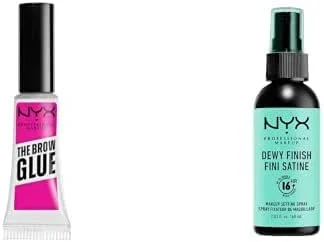NYX Professional Makeup Spray Fixateur, Tenue Longue Durée, Fini Velouté, 60 mL & Colle — Maquillage