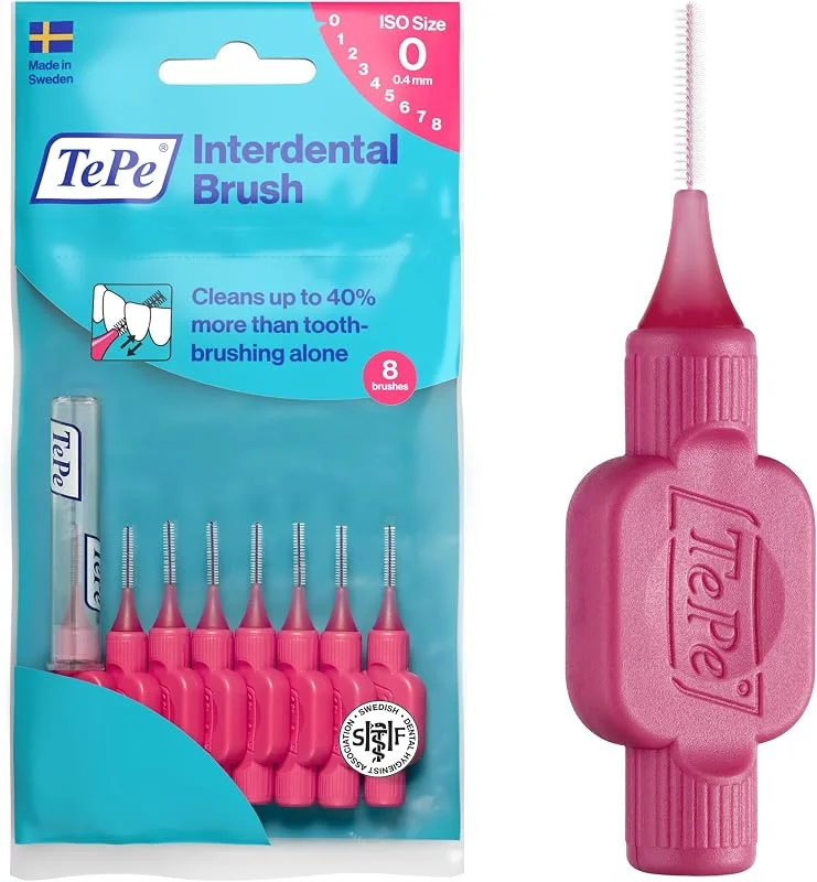Brossettes Interdentaires TePe Originales, Rose 0.4mm, ISO 0, 8pcs — Complements alimentaires