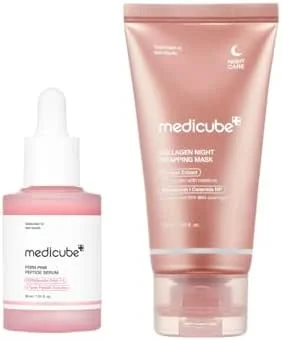 medicube Duo Nuit Double Glow: Masque de Nuit Wrapping au Collagène 75ml et Sérum — Soin de la peau