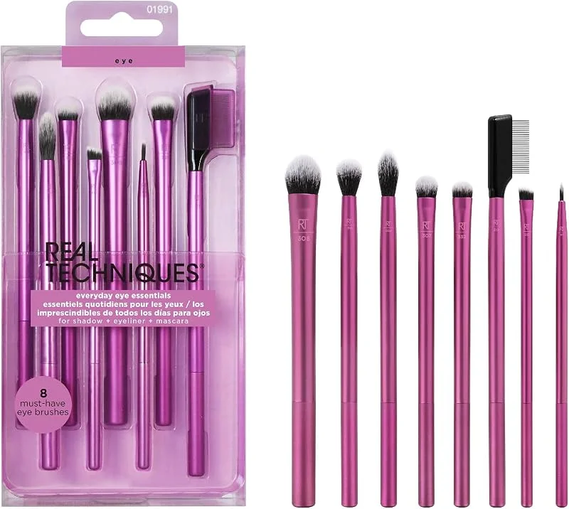 Real Techniques Ensemble de pinceaux de maquillage Everyday Eye Essentials, pinceaux pour crayon