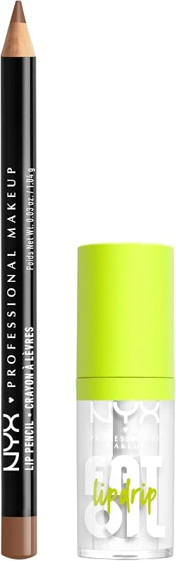 NYX Professional Makeup Kit Lèvres Crayon Nude Truffle Huile My Main — Maquillage