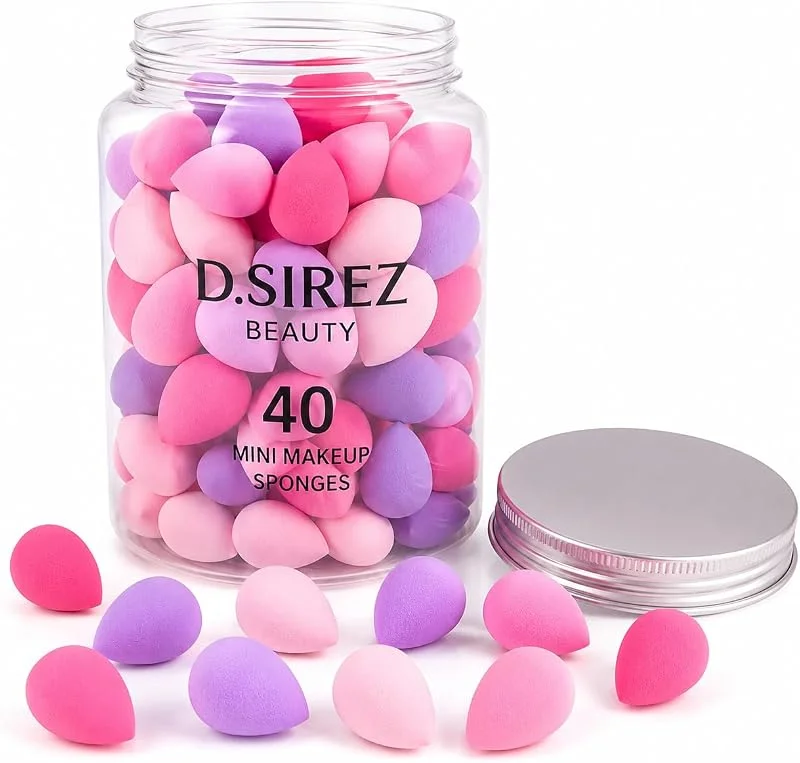 Lot de 40 mini éponges de maquillage dans un pot