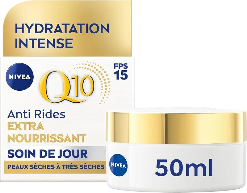 NIVEA Q10 Soin de Jour Extra Nourrisant FPS15 (1x50 ml), crème anti rides enrichie — Soin de la peau
