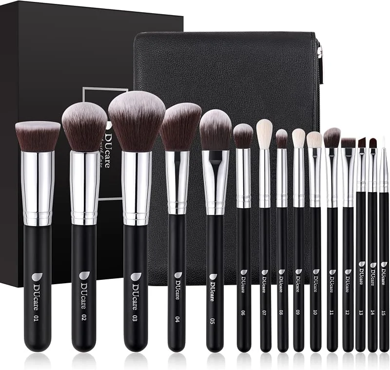 DUcare Pinceaux Maquillages 15PCS Pinceaux Maquillages avec Sac Noir