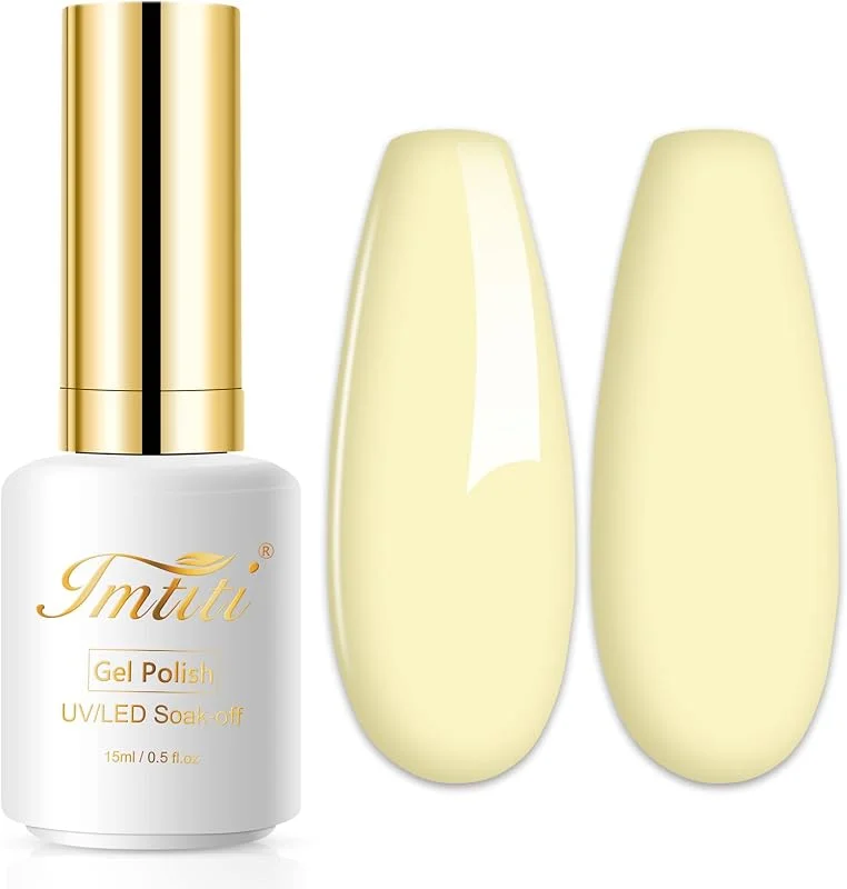 Vernis Semi Permanent Pastel, 15ml Jaune Crème Léger Vernis Gel UV Semi Permanent UV — Maquillage