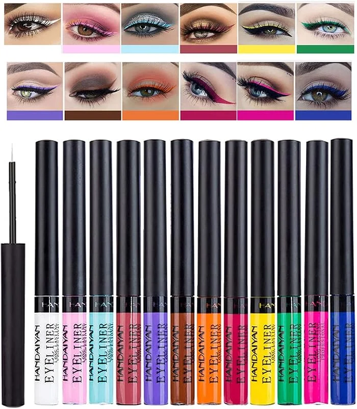 Ensemble d'eye-liner liquide mat, 12 couleurs d'eye-liners colorés, hautement pigmentés — Maquillage