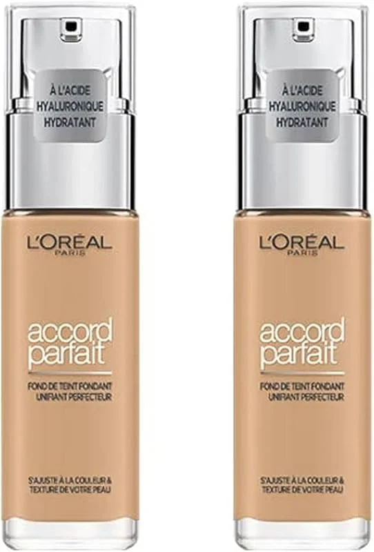 L'Oréal Paris – Lot de 2 Fonds de teint Fluide Accord Parfait – Enrichi en acide — Maquillage