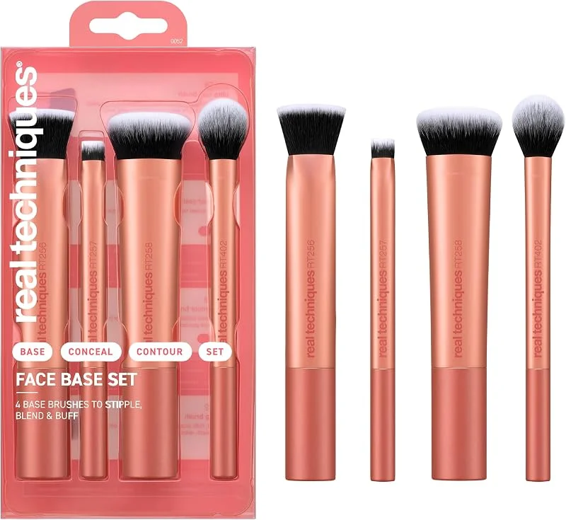 Real Techniques Face Base Makeup Brush Kit, For Concealer, Foundation, & Contour, Works — Maquillage