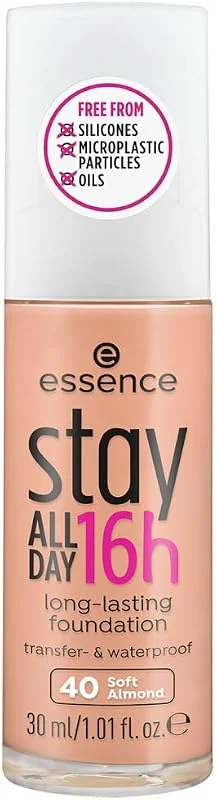ESSENCE BASE DE MAQUILLAJE DE LARGA DURACIÓN STAY ALL DAY 16H 40 SOFT ALMOND 30 ML — Maquillage