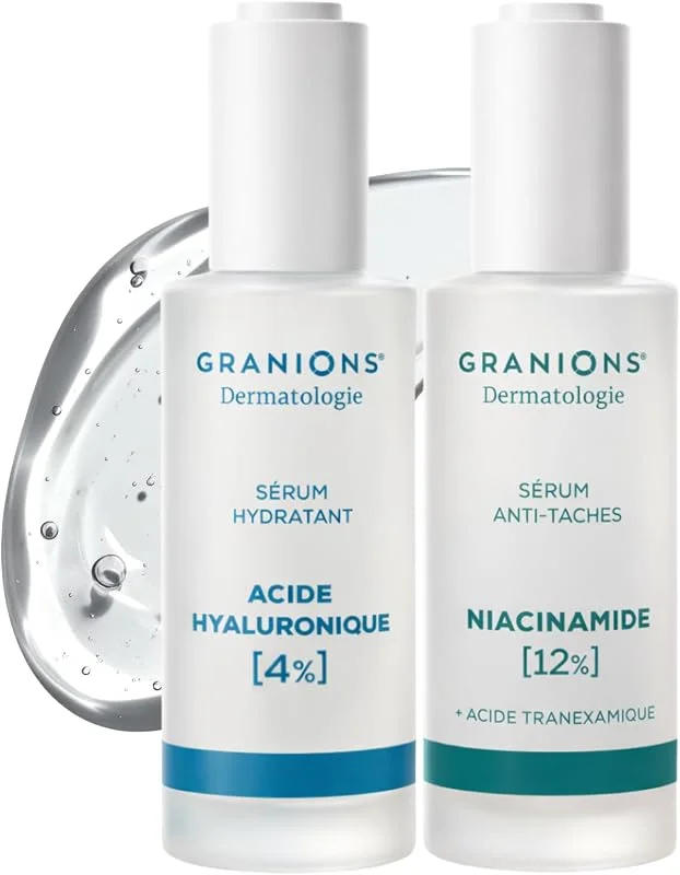 GRANIONS Lot de 2 Sérums Visage – Serum Niacinamide 12% + Serum Acide Hyaluronique — Soin de la peau